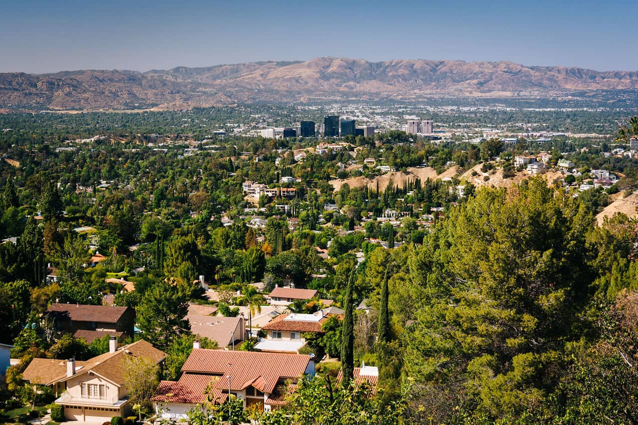 View of the San Fernando Valley from Top of Topanga Overlook, in Topanga, California.