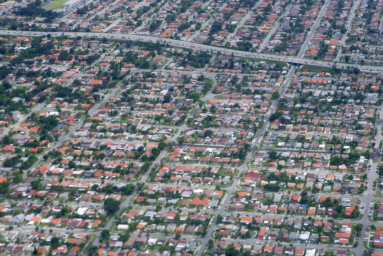 Aerial view of residential houses in Houston Texas