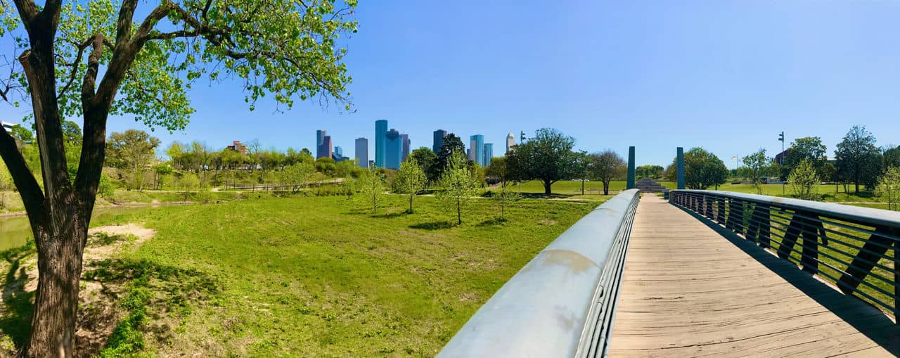 View of Memorial Park and downtown Houston